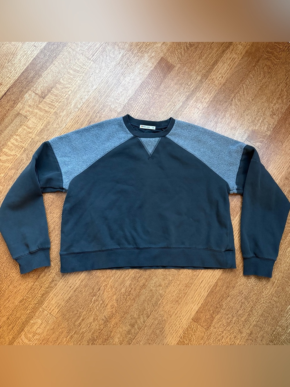 Marine Layer Cloud 9 Fleece Crop Sweatshirt Women’s XS Gray Colorblock Boxy Cozy